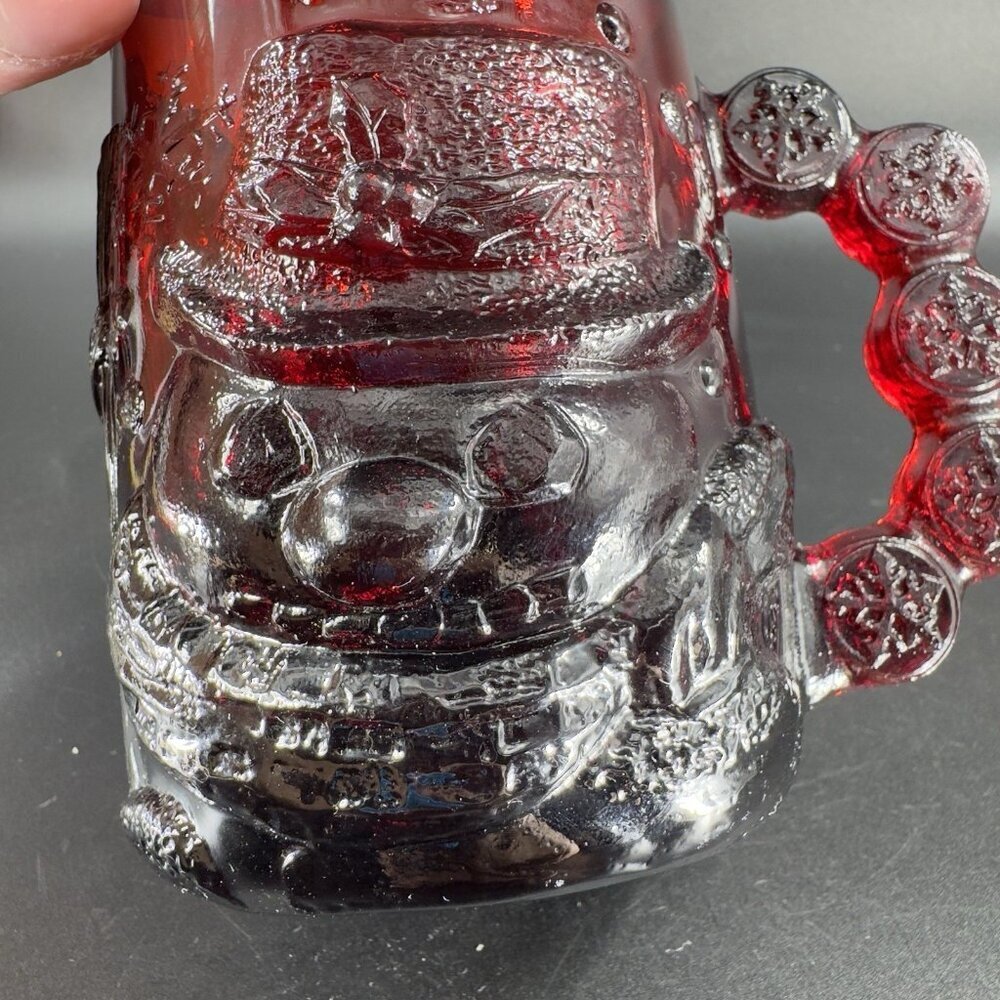 Luminarc Arcoroc Ruby Red Thick Heavy Glass Mug Cup Set Manganese 365nm UV Glow - Picture 6 of 13